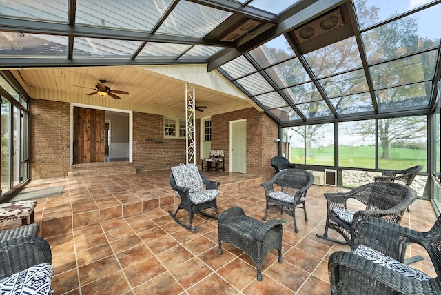 13391 Fruit Hill Red Bridge Rd, Crofton, KY 42217 - sunroom featuring plenty of natural light, a ceiling fan, and outdoor lounge area