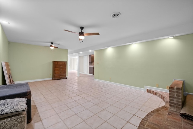 13391 Fruit Hill Red Bridge Rd, Crofton, KY 42217 - sitting room featuring ceiling fan, baseboards, visible vents, and light tile patterned floors