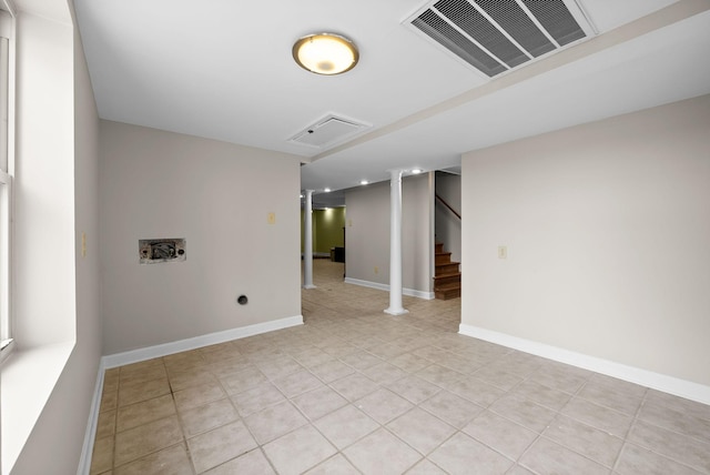 13391 Fruit Hill Red Bridge Rd, Crofton, KY 42217 - empty room featuring baseboards, visible vents, stairs, and light tile patterned floors