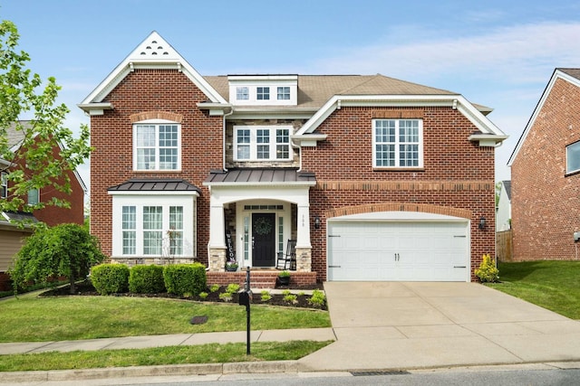 308 Valleyview Dr, Franklin, TN 37064 - view of front of home featuring concrete driveway, a front lawn, brick siding, and an attached garage