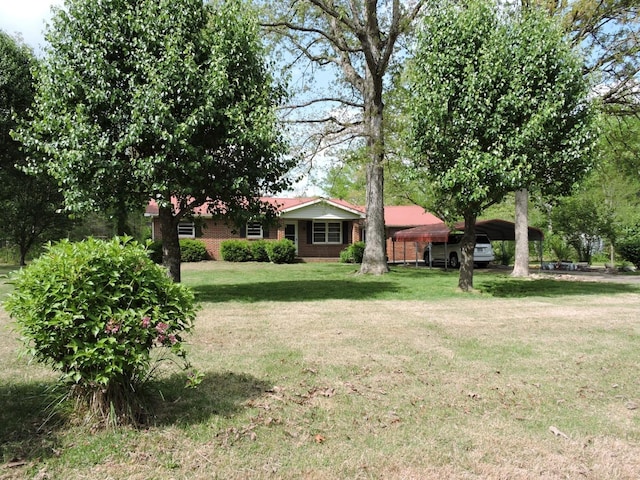view of yard featuring a detached carport