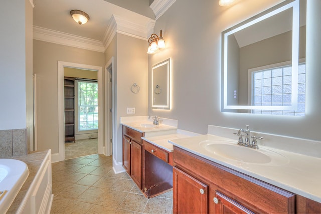 1178 Mccoury Ln, Spring Hill, TN 37174 - full bath with crown molding, double vanity, tile patterned floors, and a sink