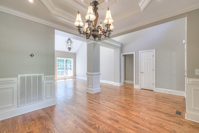 1178 Mccoury Ln, Spring Hill, TN 37174 - unfurnished room with a notable chandelier, ornamental molding, visible vents, and light wood-style floors