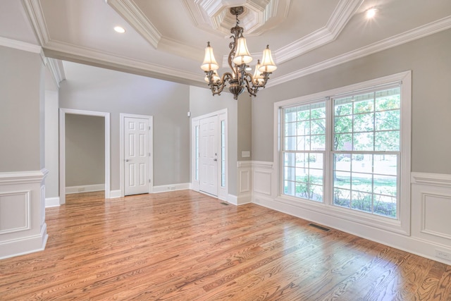 1178 Mccoury Ln, Spring Hill, TN 37174 - unfurnished dining area featuring visible vents, ornamental molding, light wood finished floors, and a notable chandelier