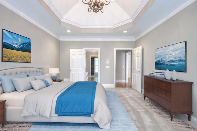 1178 Mccoury Ln, Spring Hill, TN 37174 - bedroom featuring crown molding, baseboards, recessed lighting, a raised ceiling, and a chandelier