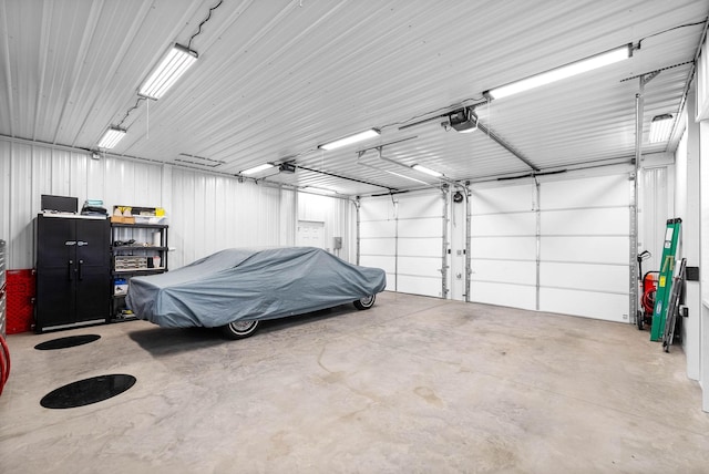 garage with a garage door opener