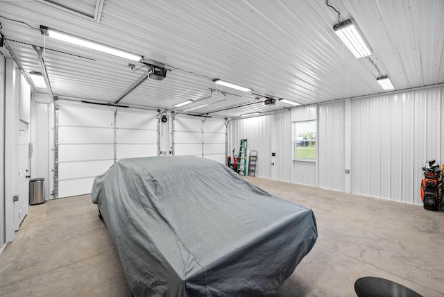 garage with a garage door opener