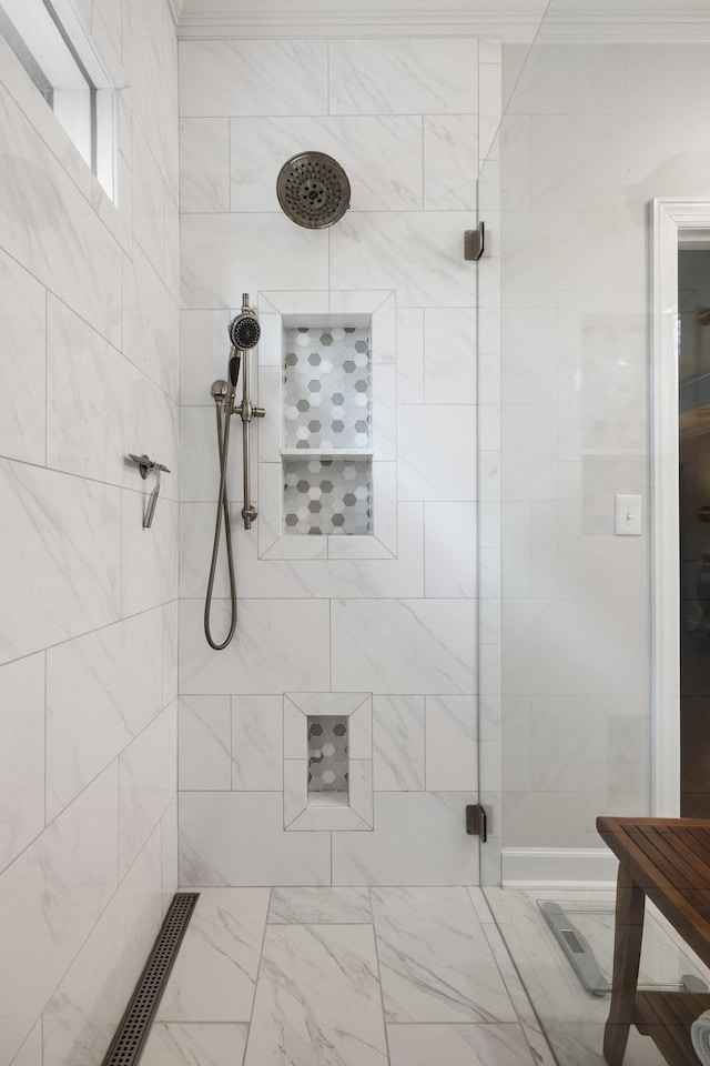 full bath with a shower stall