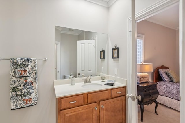 638 Band Dr, Franklin, TN 37064 - bathroom featuring crown molding, vanity, and ensuite bathroom