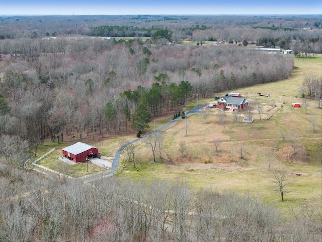aerial view with a rural view and a forest view