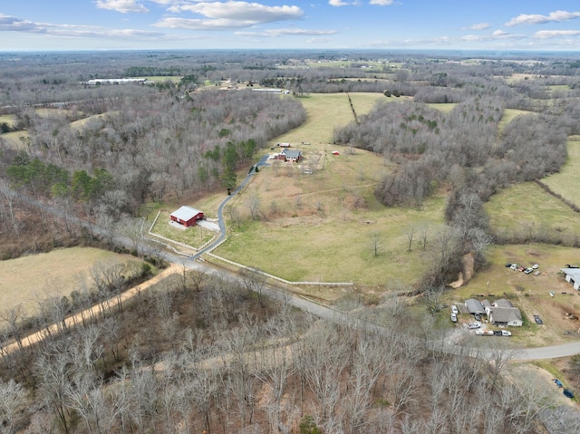 aerial view featuring a rural view