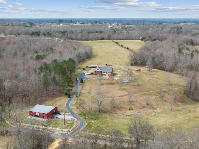 aerial view featuring a rural view