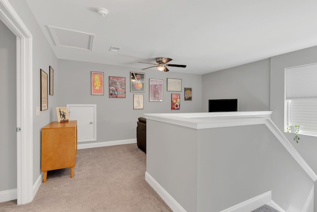 155 Telavera Dr, White House, TN 37188 - hall featuring an upstairs landing, light colored carpet, visible vents, and baseboards
