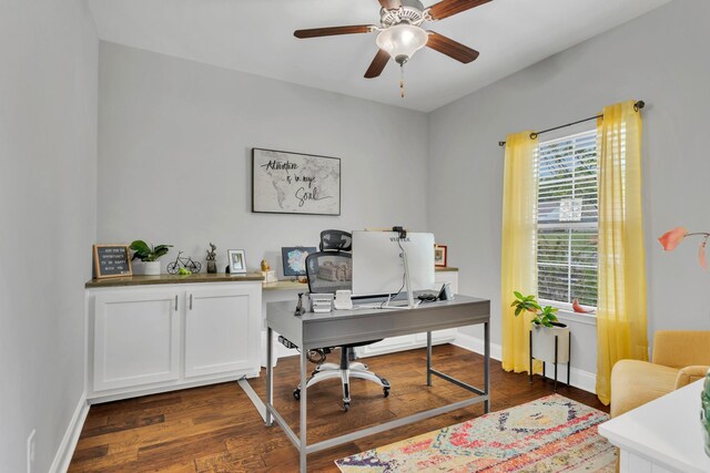 155 Telavera Dr, White House, TN 37188 - office space featuring a ceiling fan, dark wood-style flooring, and baseboards