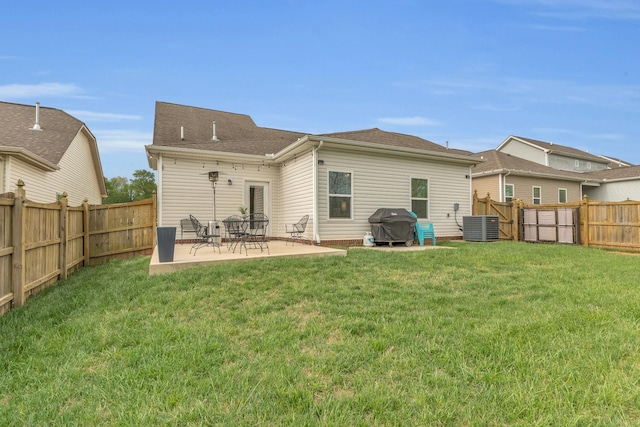 155 Telavera Dr, White House, TN 37188 - back of property featuring a patio, central air condition unit, a yard, and a fenced backyard