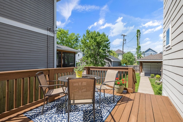 5604 Kentucky Ave, Nashville, TN 37209 - wooden terrace with fence, a sunroom, and outdoor dining area