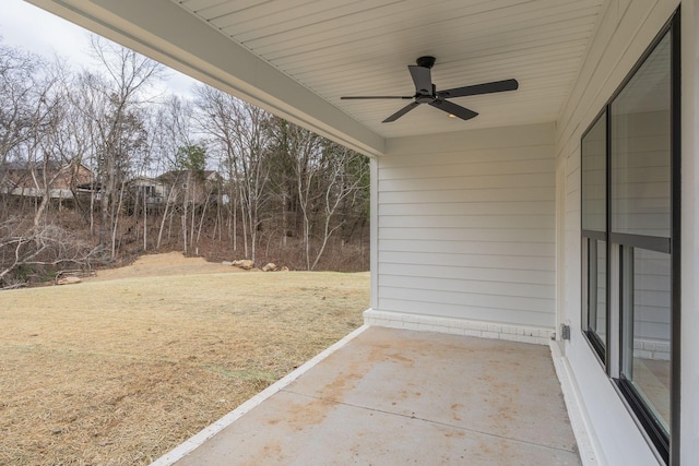 view of patio / terrace featuring ceiling fan