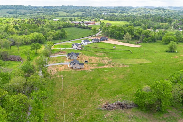 aerial view with a rural view
