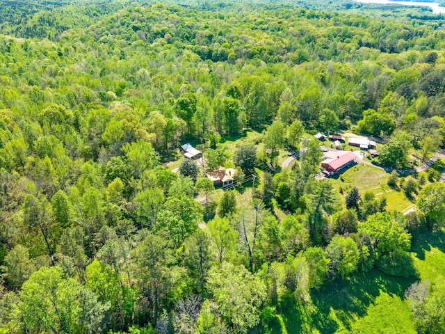 drone / aerial view with a forest view