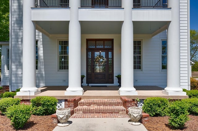 23475 Slate Rd, Athens, AL 35614 - property entrance featuring a porch and a balcony