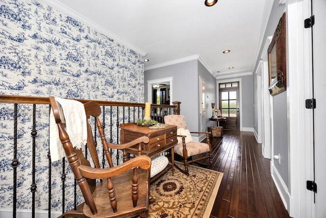 23475 Slate Rd, Athens, AL 35614 - interior space with crown molding, baseboards, recessed lighting, and dark wood finished floors