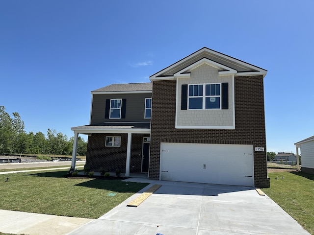 1756 Wren Way, Lebanon, TN 37087 - view of front facade with a front lawn, an attached garage, driveway, and brick siding