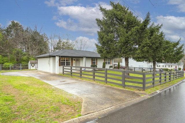 4304 Central Valley Dr, Hermitage, TN 37076 - view of front of property with driveway, a front yard, and a fenced front yard