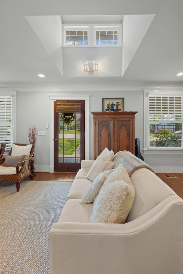 4306 Idaho Ave, Nashville, TN 37209 - interior space with wood finished floors, baseboards, access to exterior, visible vents, and recessed lighting