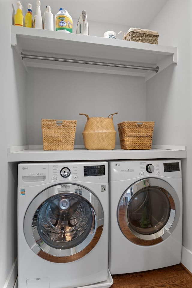 4306 Idaho Ave, Nashville, TN 37209 - laundry room with wood finished floors, washer and clothes dryer, and laundry area