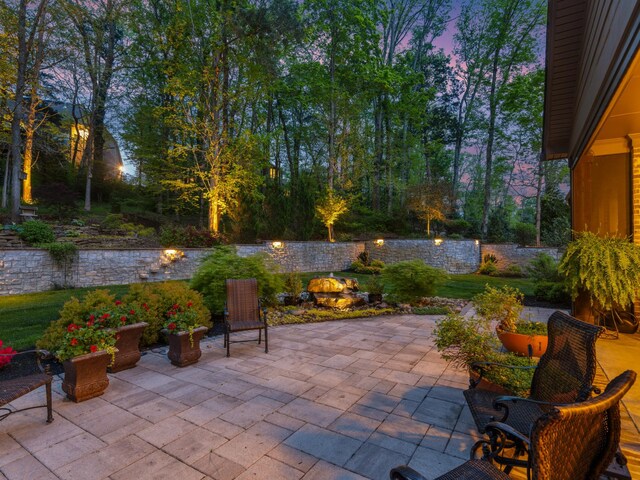 1320 Ashby Valley Ln, Arrington, TN 37014 - patio terrace at dusk with a fire pit