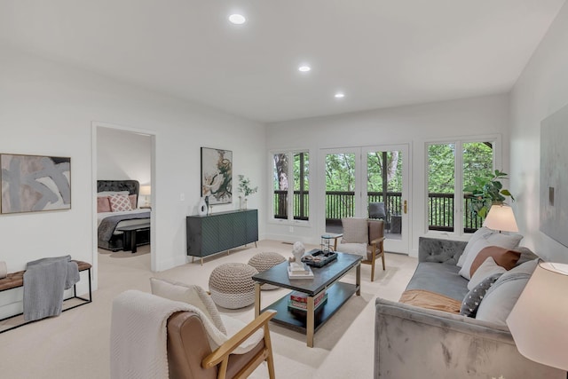 635 Harpeth Trace Dr, Nashville, TN 37221 - living room featuring recessed lighting, light colored carpet, and a healthy amount of sunlight