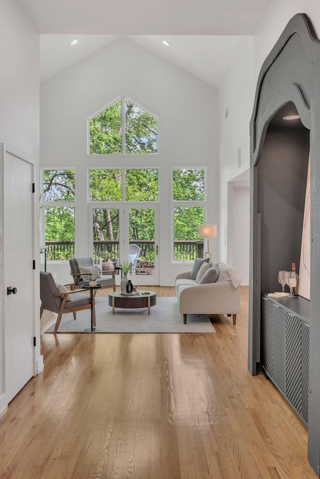 635 Harpeth Trace Dr, Nashville, TN 37221 - living room featuring plenty of natural light, light wood-style flooring, and high vaulted ceiling