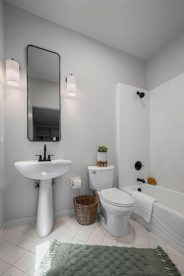 635 Harpeth Trace Dr, Nashville, TN 37221 - bathroom with toilet, tile patterned floors, tub / shower combination, and baseboards