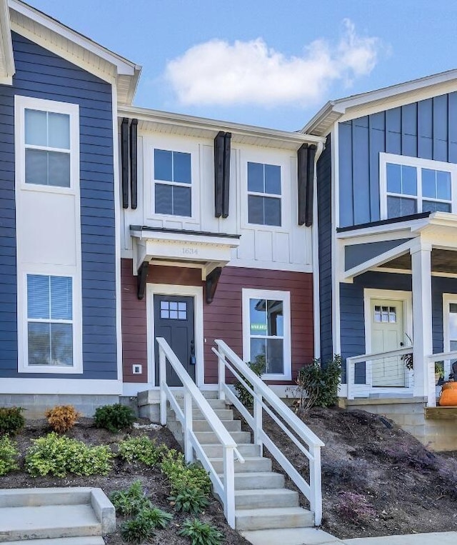 multi unit property featuring board and batten siding