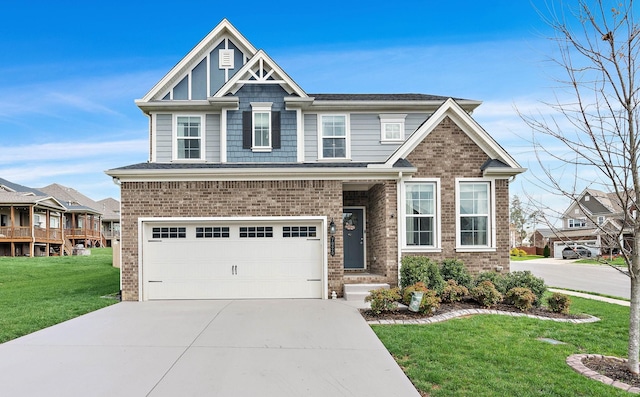 7025 Bennett Dr, Mount Juliet, TN 37122 - craftsman house with concrete driveway, a front lawn, brick siding, and a garage