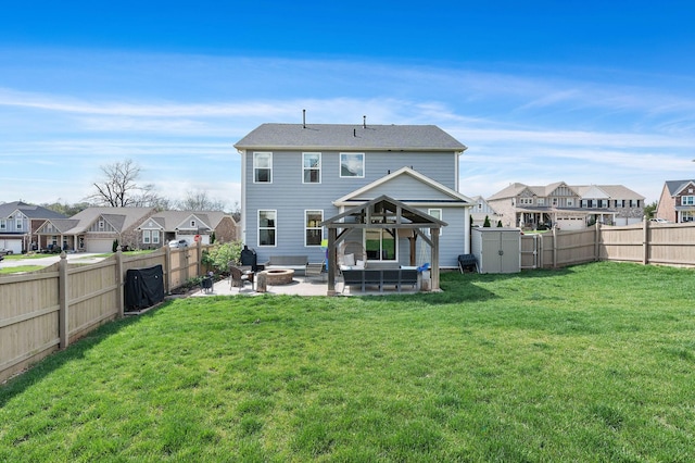 7025 Bennett Dr, Mount Juliet, TN 37122 - back of property with a fenced backyard, a gazebo, a residential view, and a patio