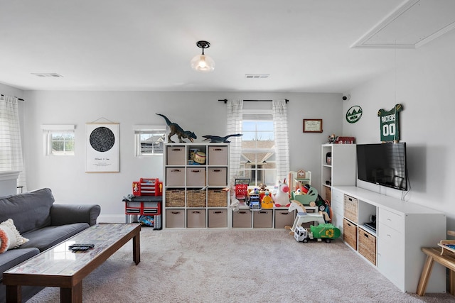7025 Bennett Dr, Mount Juliet, TN 37122 - living room with attic access, carpet, and visible vents