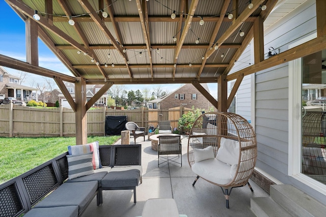 7025 Bennett Dr, Mount Juliet, TN 37122 - view of patio / terrace featuring a fenced backyard and an outdoor living space with a fire pit