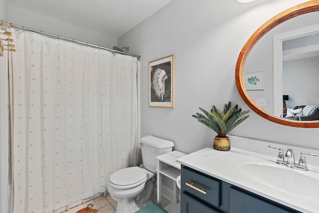 7025 Bennett Dr, Mount Juliet, TN 37122 - bathroom featuring tile patterned flooring, toilet, a shower with curtain, and vanity