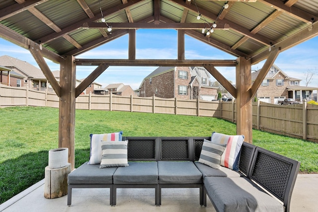 7025 Bennett Dr, Mount Juliet, TN 37122 - view of patio / terrace featuring an outdoor living space, a fenced backyard, and a residential view