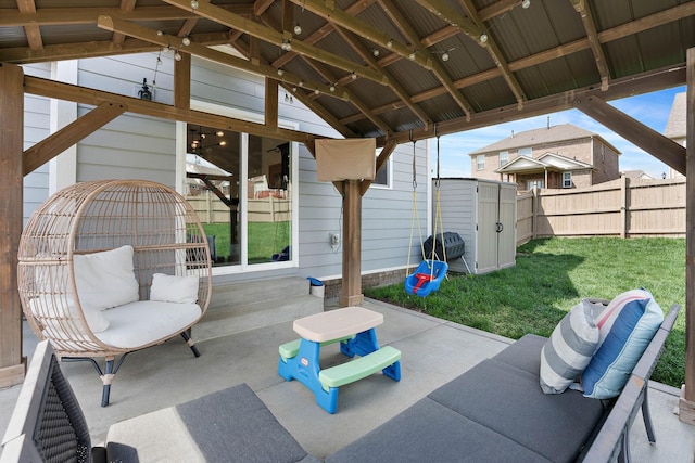 7025 Bennett Dr, Mount Juliet, TN 37122 - view of patio / terrace with an outdoor structure, fence, and a shed