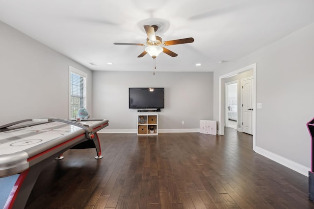 124 Houghland St, Gallatin, TN 37066 - rec room featuring recessed lighting, baseboards, a ceiling fan, and hardwood / wood-style flooring