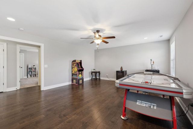 124 Houghland St, Gallatin, TN 37066 - recreation room with baseboards, wood finished floors, recessed lighting, and ceiling fan