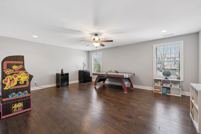 124 Houghland St, Gallatin, TN 37066 - rec room with a ceiling fan, recessed lighting, and hardwood / wood-style flooring