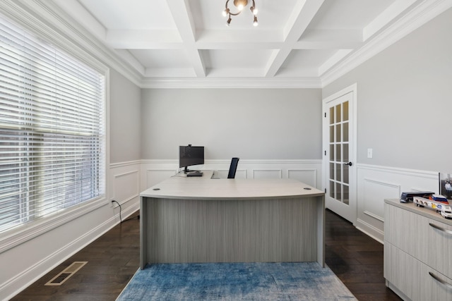124 Houghland St, Gallatin, TN 37066 - office area featuring plenty of natural light, visible vents, beam ceiling, and coffered ceiling