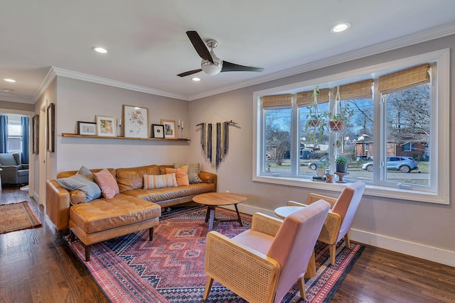 474 Sunliner Dr, Nashville, TN 37209 - living area with baseboards, ceiling fan, wood finished floors, and a wealth of natural light