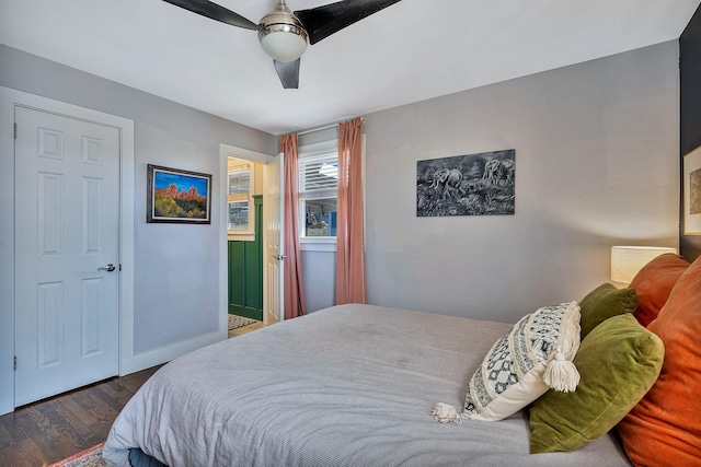 474 Sunliner Dr, Nashville, TN 37209 - bedroom with baseboards, a ceiling fan, and wood finished floors