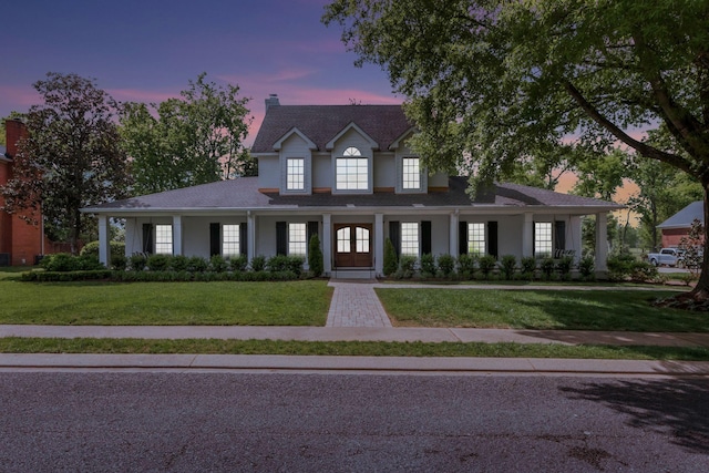 2931 Longford Dr, Murfreesboro, TN 37129 - view of front of house featuring a yard, a chimney, and covered porch