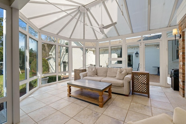 2931 Longford Dr, Murfreesboro, TN 37129 - sunroom / solarium featuring tile patterned floors, a ceiling fan, and an outdoor hangout area