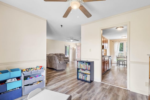 1646 S Jordan Dr, Clarksville, TN 37042 - living area featuring ceiling fan, healthy amount of natural light, and light wood-style floors